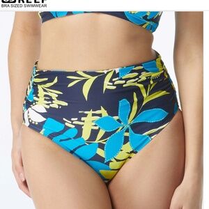 Coco Reef Impulse High Waist Rollover Bikini Bottom Sea Garden Navy Size M NWOT